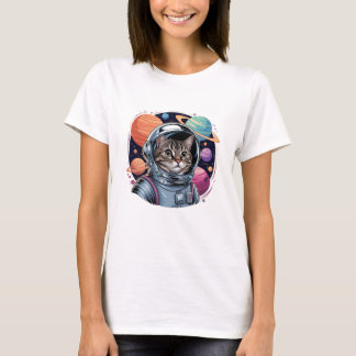 Funny Cat Astronaut in de ruimte T-shirt