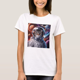 Funny Cat Astronaut in de ruimte T-shirt