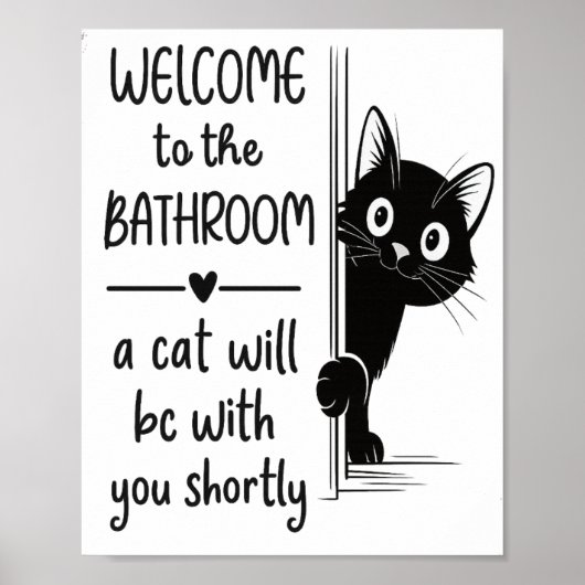 Funny Cat Bathroom Poster (Devant)