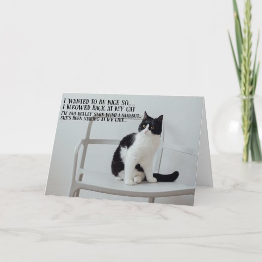 Funny Cat Birthday Greeting Card  Kaart (Voorkant)