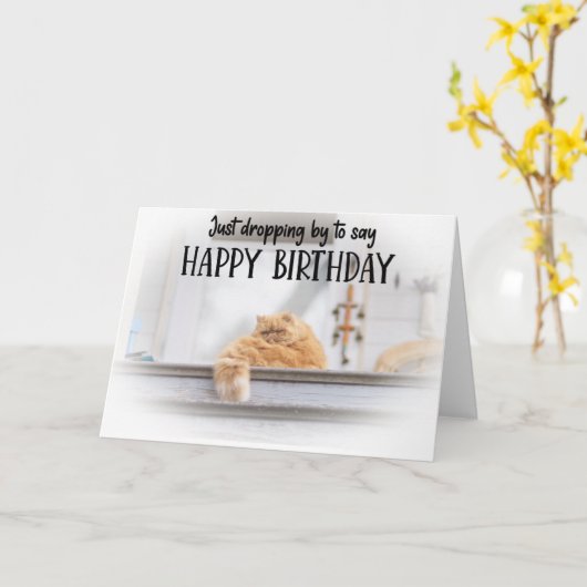 Funny Cat Birthday Greeting Card  Kaart (Gele Bloem)