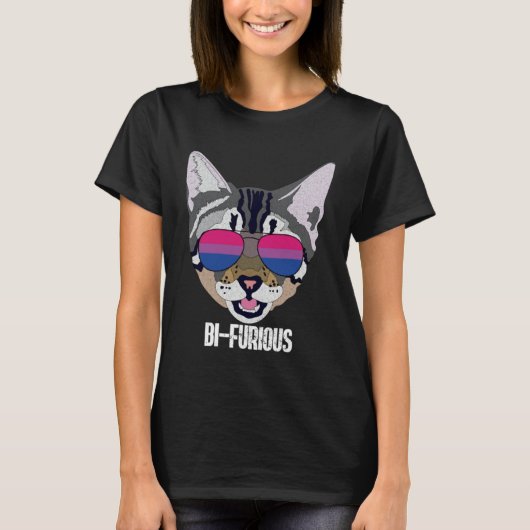 Funny Cat Bisexual Bifurious Bi Pride T-shirt (Voorkant)