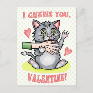 Funny Cat Biting Hand I Cheges You Valentijnsdag Briefkaart