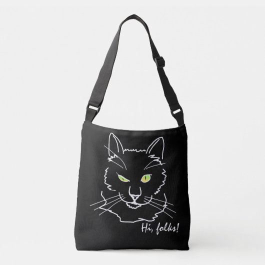 Funny Cat Black Crossbody Tas (Voorkant)