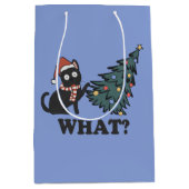 Funny Cat Blue Kerstmis Middelgrote Gift Bag Medium Cadeauzakje (Voorkant)