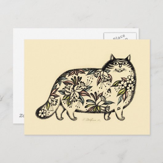 Funny Cat Briefkaart (Voorkant / Achterkant)