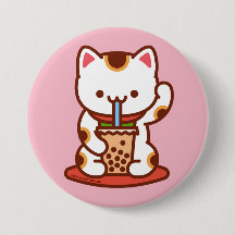 Funny Cat - Button - MANEKI-NEKO BOBA KIT-TEA