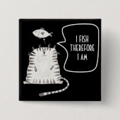 Funny Cat Button Zwart-wit (Voorkant)