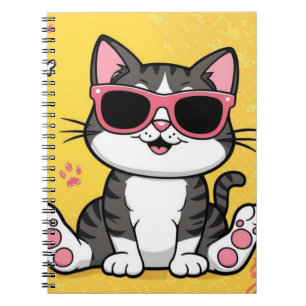 Funny Cat carnet Cartoon chat avec lunettes de sol