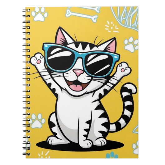 Funny Cat carnet Cartoon chat avec lunettes de sol (Devant)