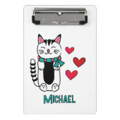 Funny Cat Cartoon Personalized Back to School Mini Klembord (Voorkant)