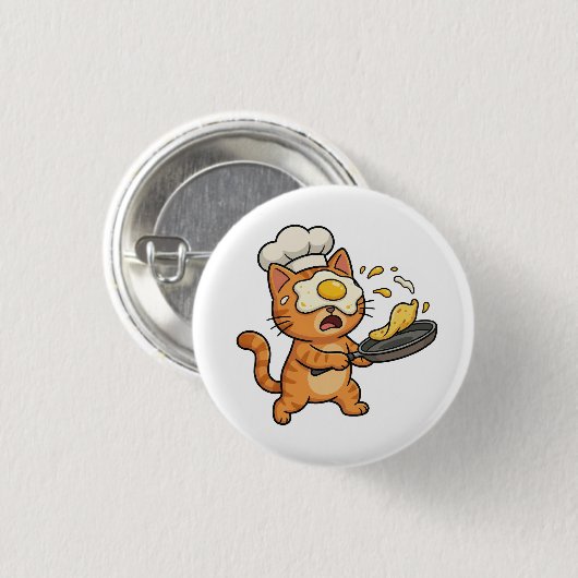 Funny Cat Chef Button (Voorkant /achterkant)