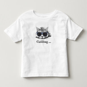 Funny Cat Chilling with Cute Sunbril Kinder Shirts