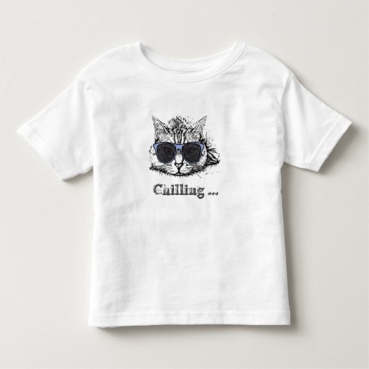 Funny Cat Chilling with Cute Sunbril Kinder Shirts (Voorkant)
