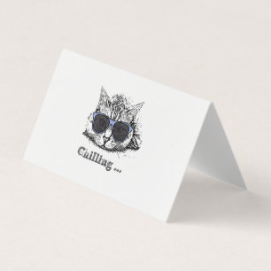 Funny Cat Chilling with Cute Sunbril Visitekaartjes