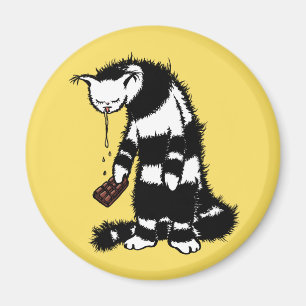Funny Cat Chocolate Lover - Ink Drawn Drooling Cat Magneet