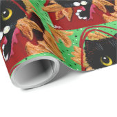 Funny Cat Christmas Art Cadeaupapier (Rol Hoek)