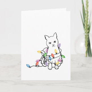 Funny Cat Christmas Holiday Card Feestdagen Kaart