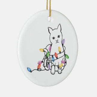 Funny Cat Christmas Holiday  Keramisch Ornament