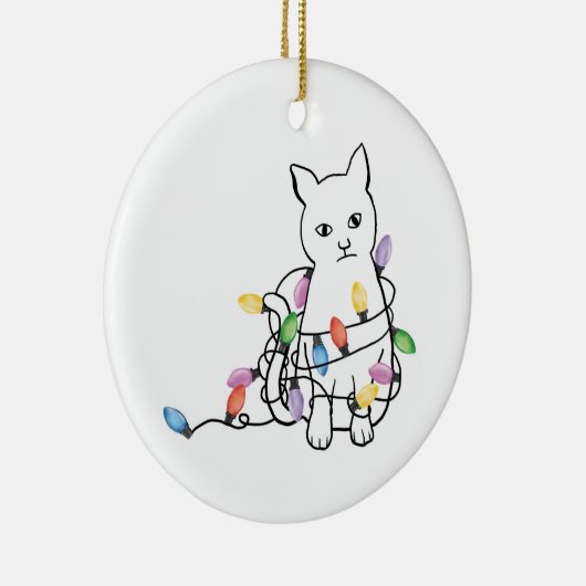 Funny Cat Christmas Holiday  Keramisch Ornament (Rechts)