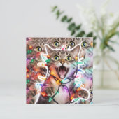 Funny Cat Christmas Lights Holiday Kaart (Staand voorkant)