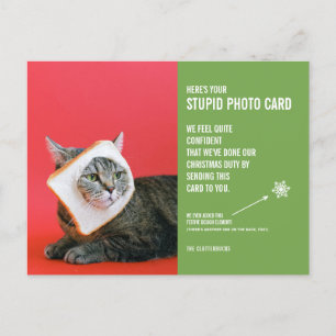 Funny Cat Christmas Stupid Photo Card Briefkaart