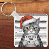 Funny Cat Christmas Tree Killer Sleutelhanger (Voorkant)
