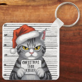 Funny Cat Christmas Tree Killer Sleutelhanger (Achterkant)