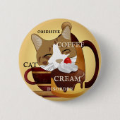 Funny Cat Coffee Cream Cupcake Button (Voorkant)