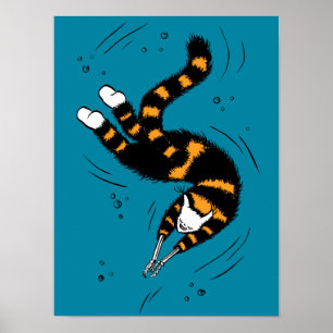 Funny Cat Creature Skeleton Hands die Donker zwemm Poster