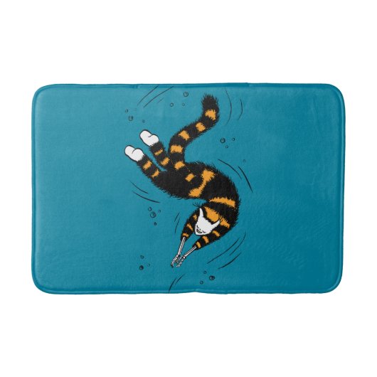 Funny Cat Creature Skeleton Hands Swimming Gothic Badmat (Voorkant)