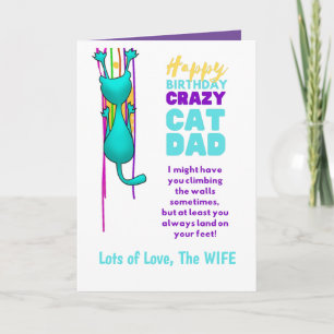 Funny CAT DAD Birthday HUSBAND van de vrouw Kaart