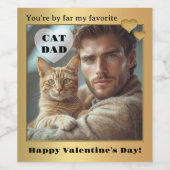 Funny Cat Dad Photo Wine Label Wijn Etiket (Enkel label)