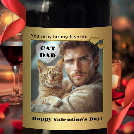 Funny Cat Dad Photo Wine Label Wijn Etiket