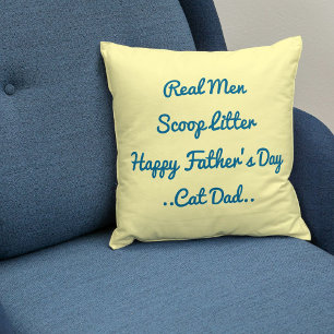 Funny Cat Dad Vaderdag Gift Blue Cream Trendy Kussen