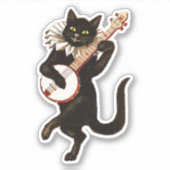 Funny Cat Dancing and Play Banjo Sticker (Voorkant)