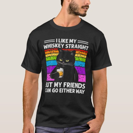 Funny Cat dat ik graag mijn Whiskey, recht uit de  T-shirt (Voorkant)