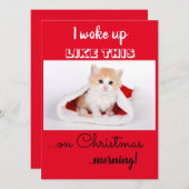 Funny Cat dat ik wakker werd zoals deze kerst Feestdagenkaart (Voorkant / Achterkant)