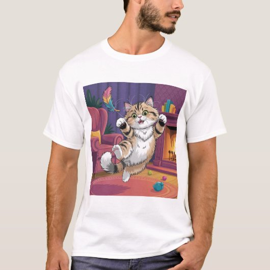 Funny Cat Design Men’s T-Shirt | Cute & Humorous (Devant)