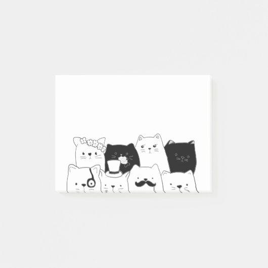 Funny Cat Doodle Post-it® Notes (Voorkant)