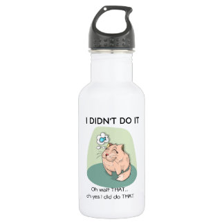Funny Cat Drawing with Quotes Water Bottle Waterfles