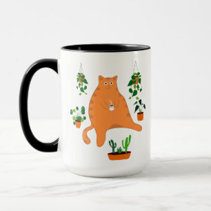 Funny Cat Drink koffie-Mok, gekleed met Planten Mok