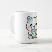 Funny Cat Drinking a Cute Drink Koffiemok (Voorkant links)