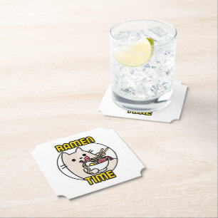 Funny Cat Eating Ramen Cat Lover Pet Owner Kartonnen Onderzetters