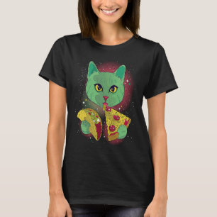 Funny Cat Eating Tacos and Pizza in Buitenruimte T T-shirt