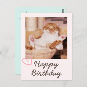 Funny Cat en Happy Birthday Briefkaart
