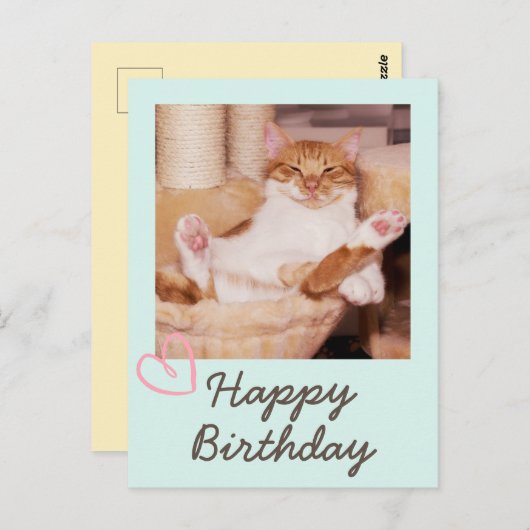  Funny Cat en Happy Birthday Briefkaart (Voorkant / Achterkant)
