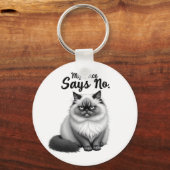 Funny Cat Face Illustration – Minimal Cute Cat Art Sleutelhanger (Voorkant)