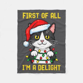 Funny Cat First Of All I'm A Delight Retro Gaming Fleece Deken