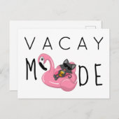 Funny Cat Flamingo Vacay Mode Vacking Briefkaart (Voorkant / Achterkant)